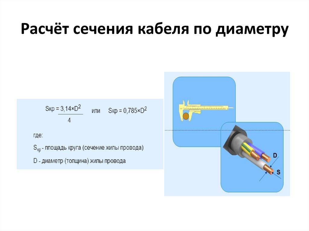 Расчёт сечения кабеля по диаметру