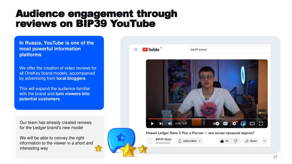 Audience engagement through reviews on BIP39 YouTube