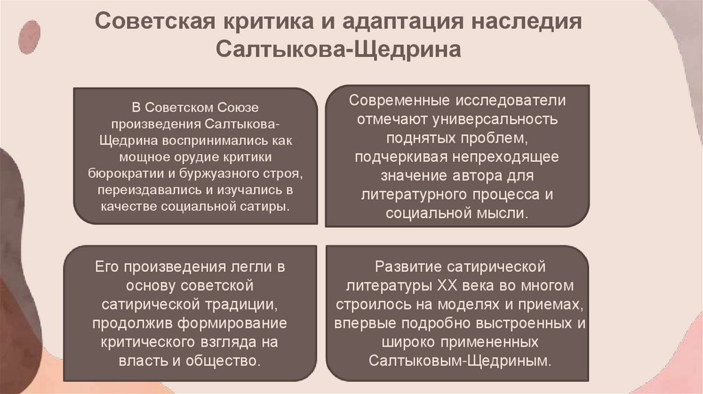 Советская критика и адаптация наследия Салтыкова-Щедрина