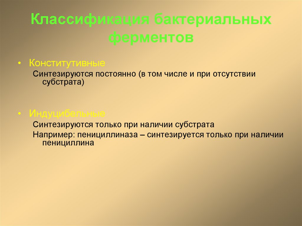 Классификация бактериальных ферментов