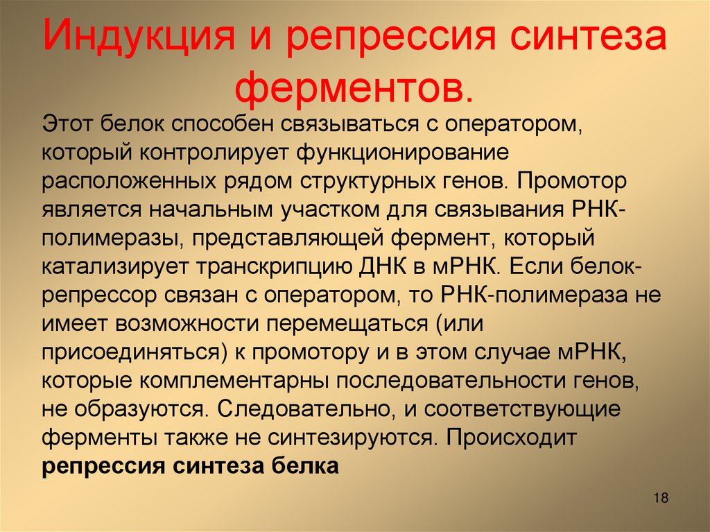 Индукция и репрессия синтеза ферментов.