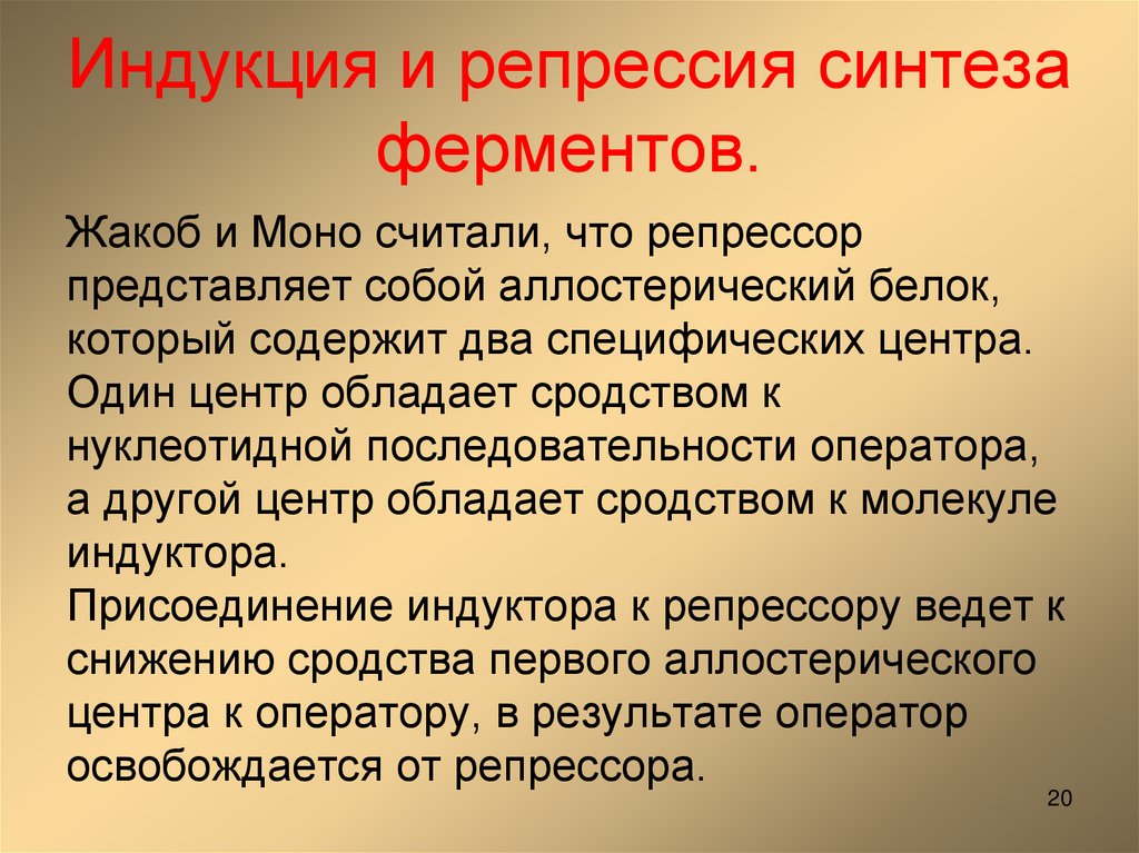 Индукция и репрессия синтеза ферментов.