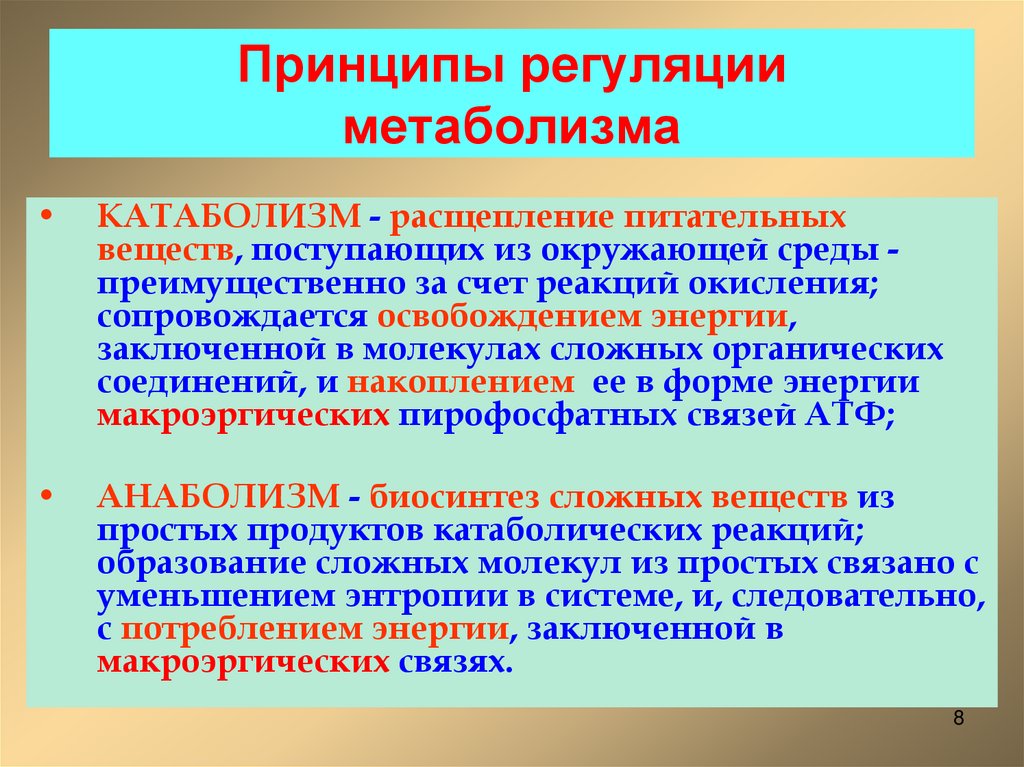 Принципы регуляции метаболизма