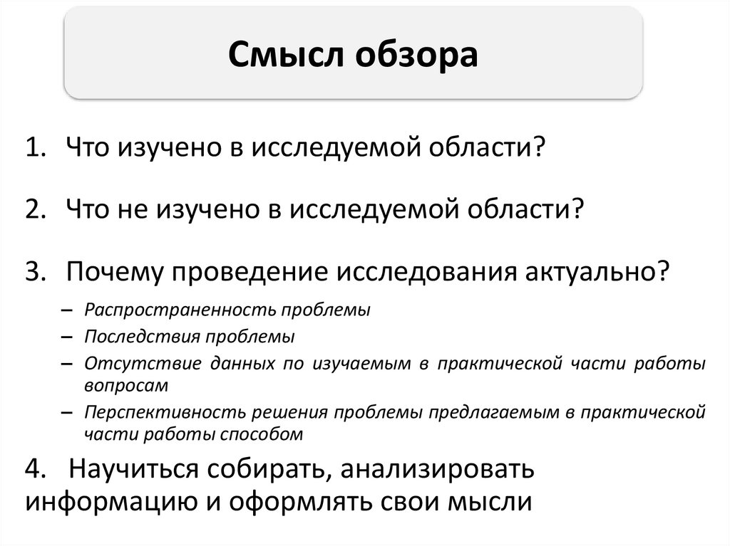 Смысл обзора