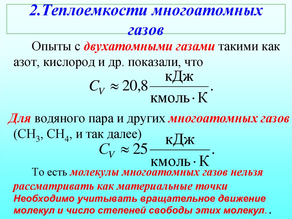 2.Теплоемкости многоатомных газов