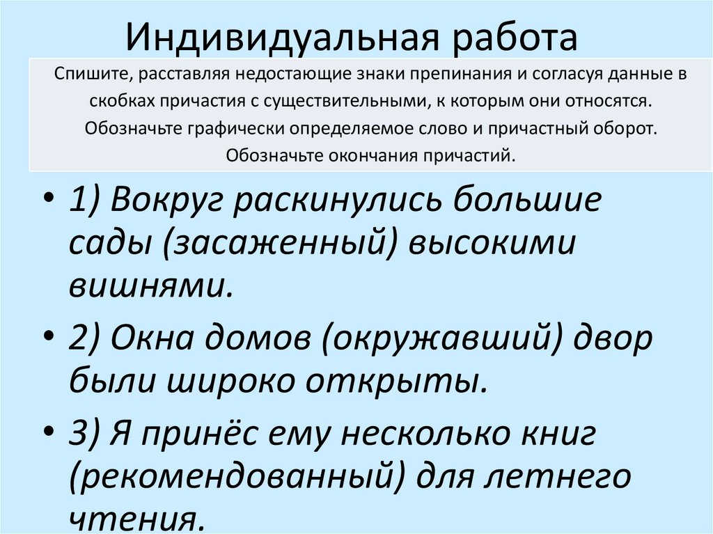 Индивидуальная работа