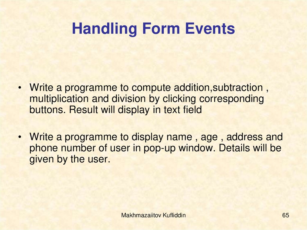 Handling Form Events