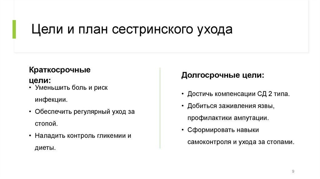 Цели и план сестринского ухода