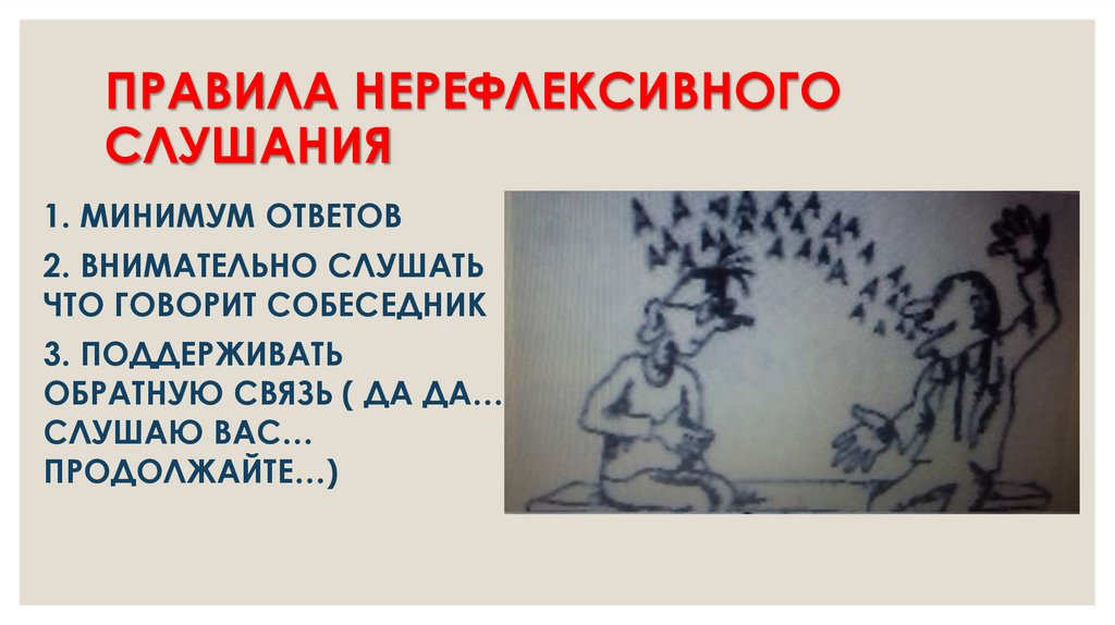 ПРАВИЛА НЕРЕФЛЕКСИВНОГО СЛУШАНИЯ