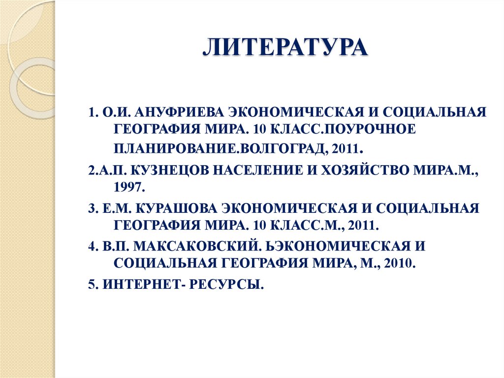 ЛИТЕРАТУРА