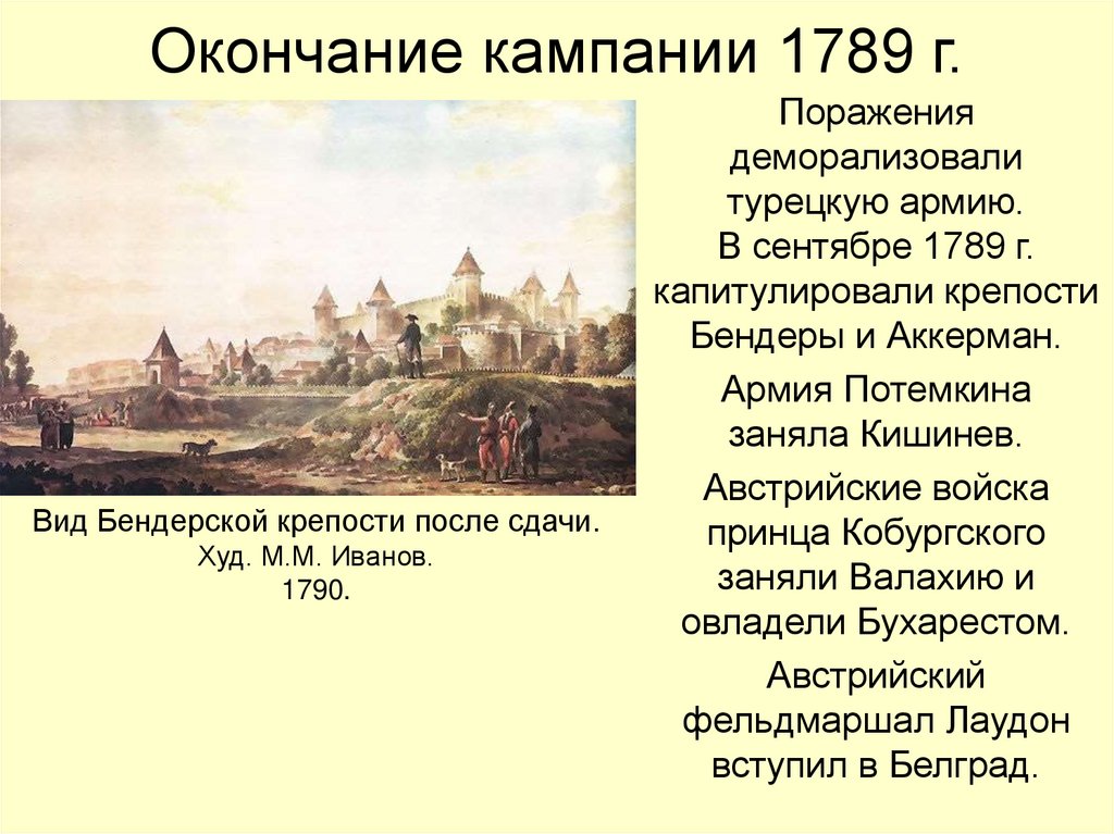Окончание кампании 1789 г.