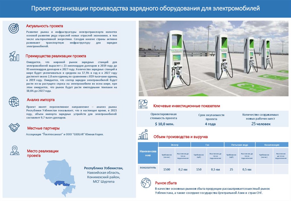 Проект организации производства зарядного оборудования для электромобилей