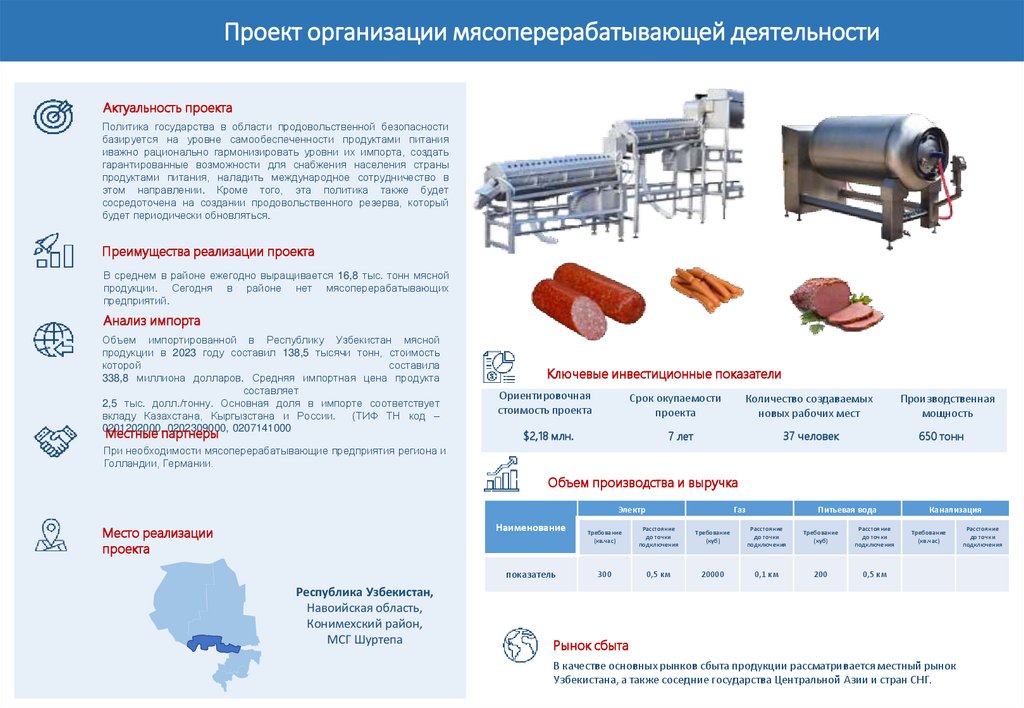 Проект организации мясоперерабатывающей деятельности