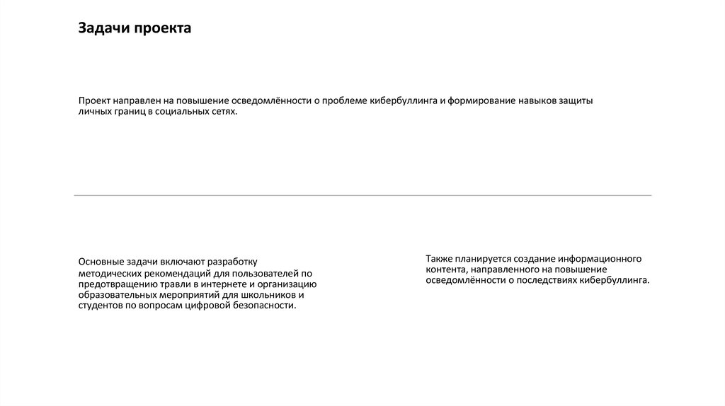 Задачи проекта