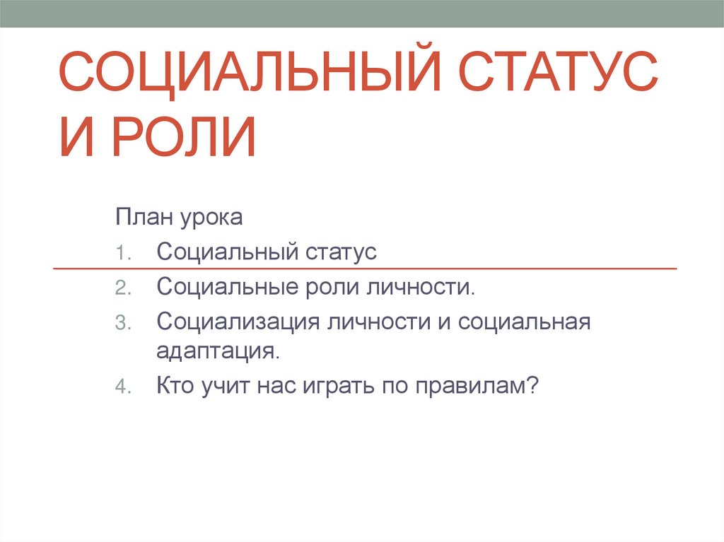 Социальный статус и роли