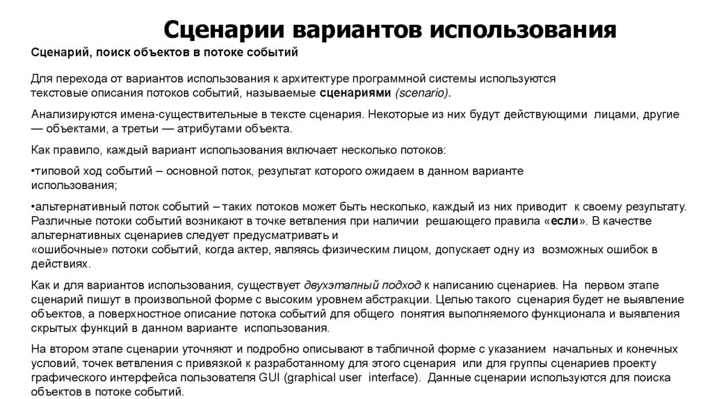 Сценарии вариантов использования