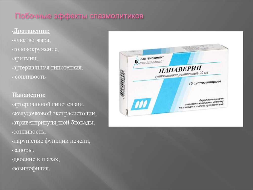 Побочные эффекты спазмолитиков