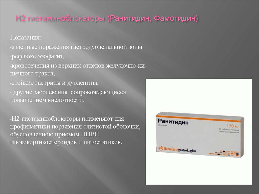 Н2 гистаминоблокаторы (Ранитидин, Фамотидин)