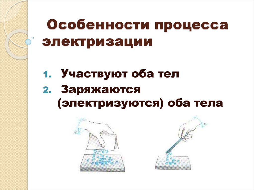 Особенности процесса электризации