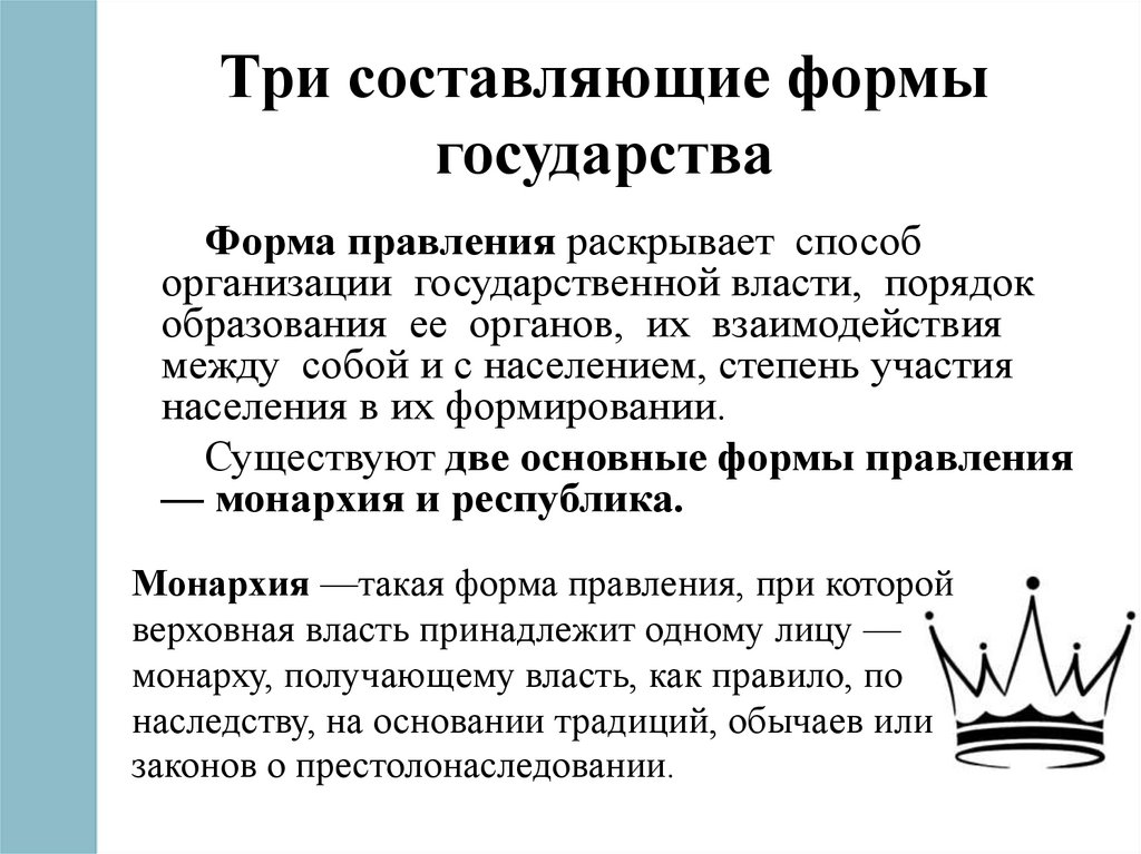 Три составляющие формы государства