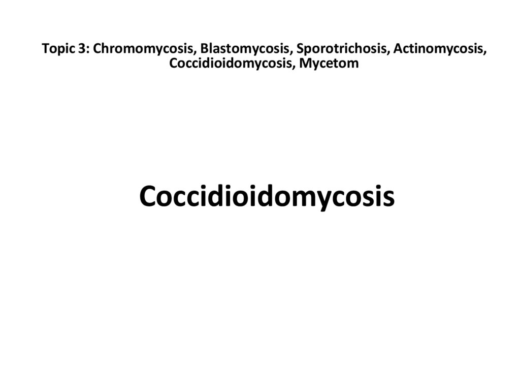 Topic 3: Chromomycosis, Blastomycosis, Sporotrichosis, Actinomycosis, Coccidioidomycosis, Mycetom
