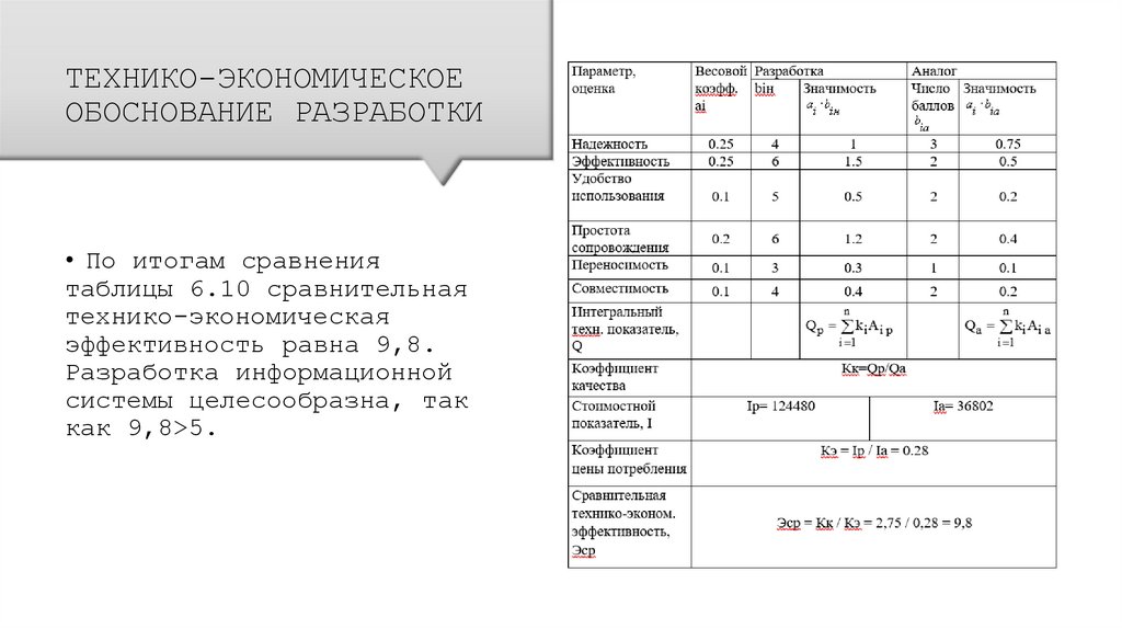 ТЕХНИКО-ЭКОНОМИЧЕСКОЕ ОБОСНОВАНИЕ РАЗРАБОТКИ