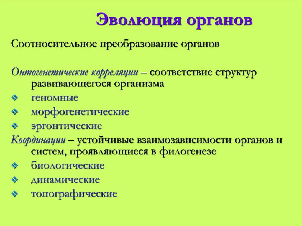 Эволюция органов