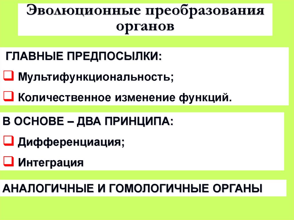 Эволюционные преобразования органов