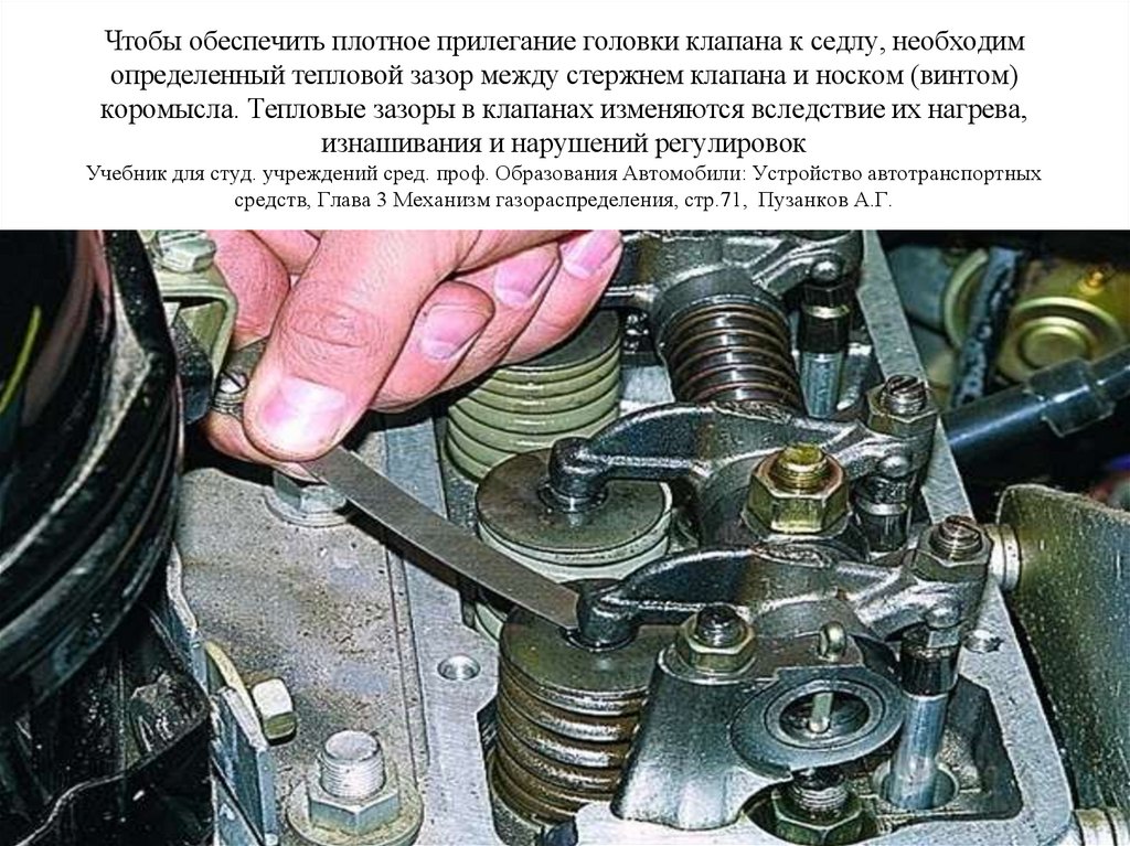 Чтобы обеспечить плотное прилегание головки клапана к седлу, необходим определенный тепловой зазор между стержнем клапана и