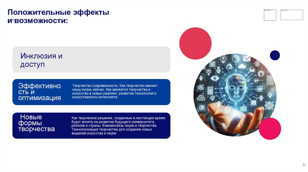 Положительные эффекты и возможности: