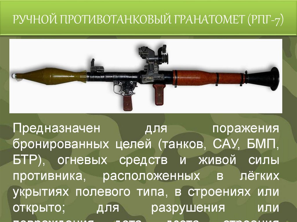 РУЧНОЙ ПРОТИВОТАНКОВЫЙ ГРАНАТОМЕТ (РПГ-7)