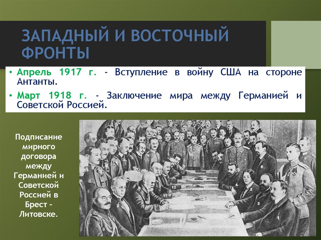 ЗАПАДНЫЙ И ВОСТОЧНЫЙ ФРОНТЫ