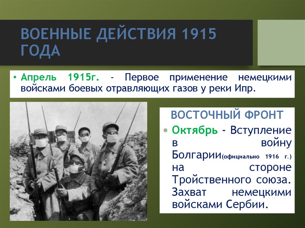 ВОЕННЫЕ ДЕЙСТВИЯ 1915 ГОДА