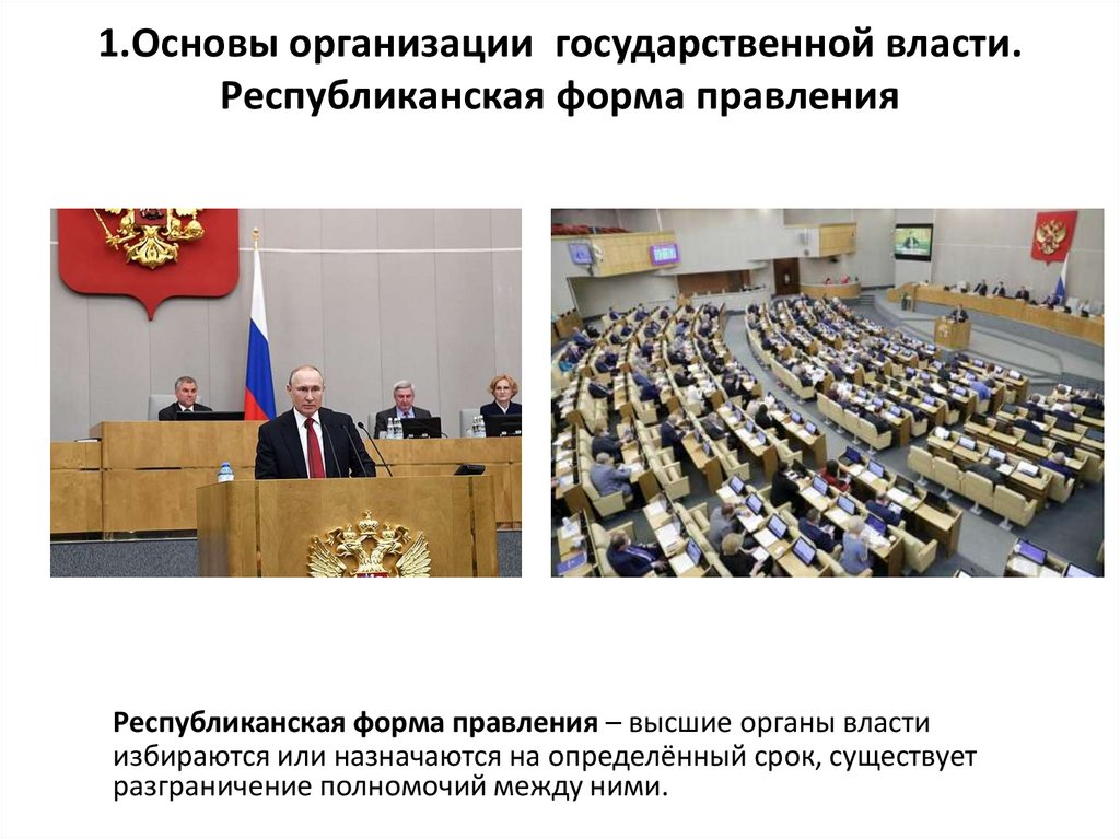 1.Основы организации государственной власти. Республиканская форма правления