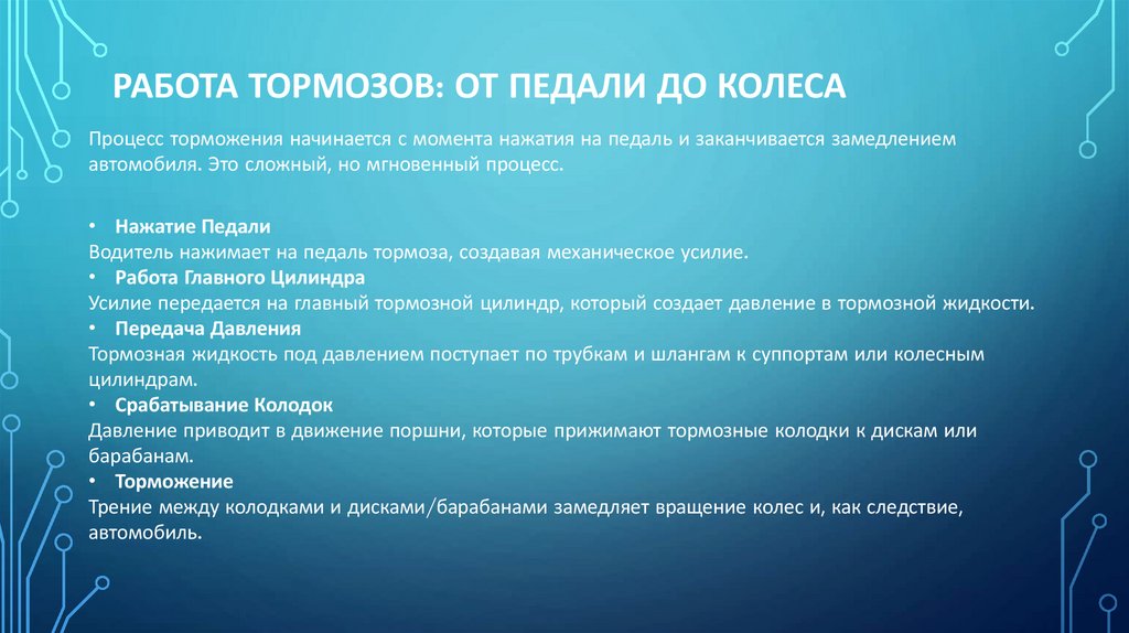Работа Тормозов: От Педали до Колеса