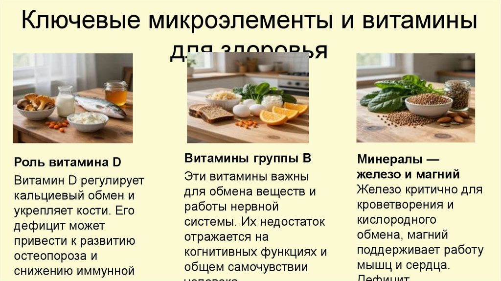 Ключевые микроэлементы и витамины для здоровья