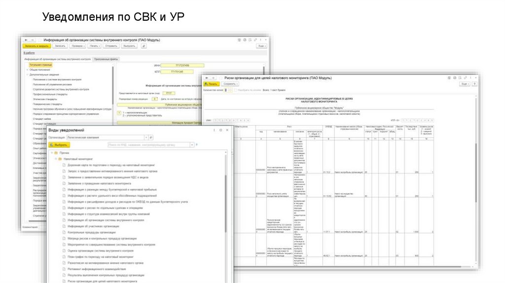 Уведомления по СВК и УР