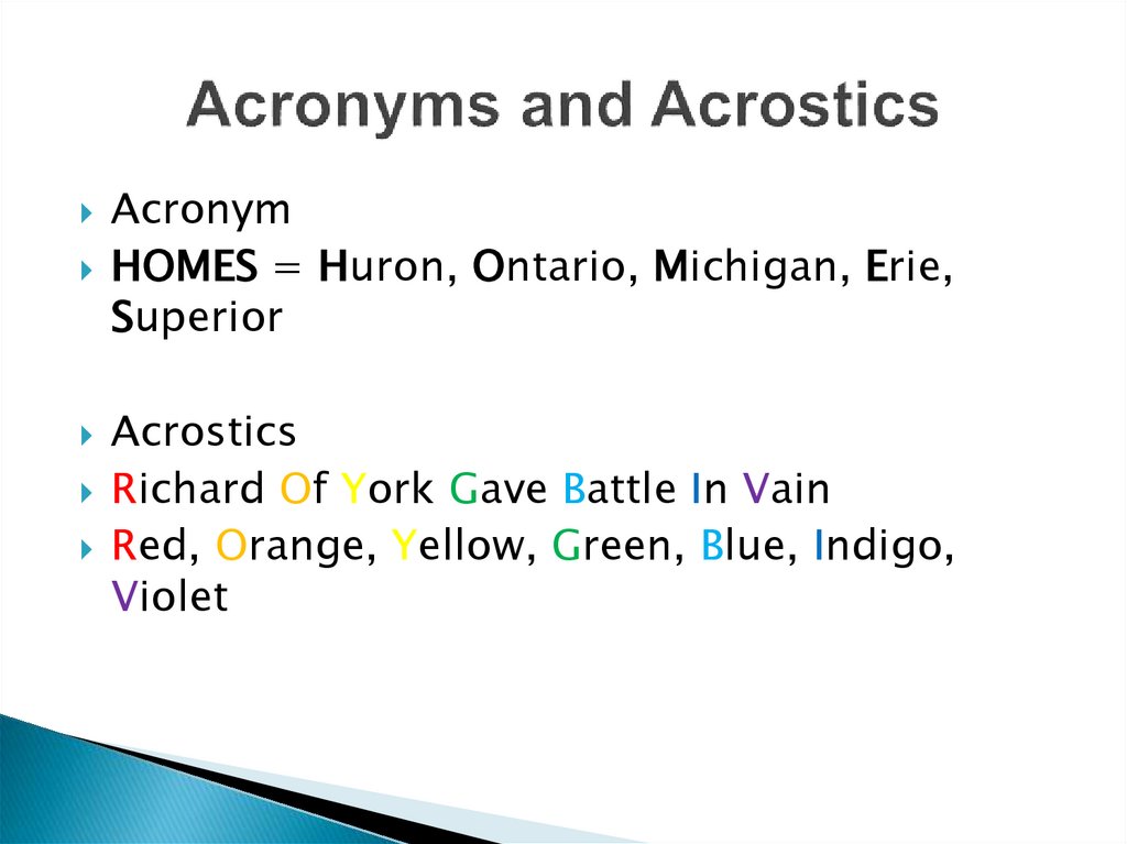 Acronyms and Acrostics