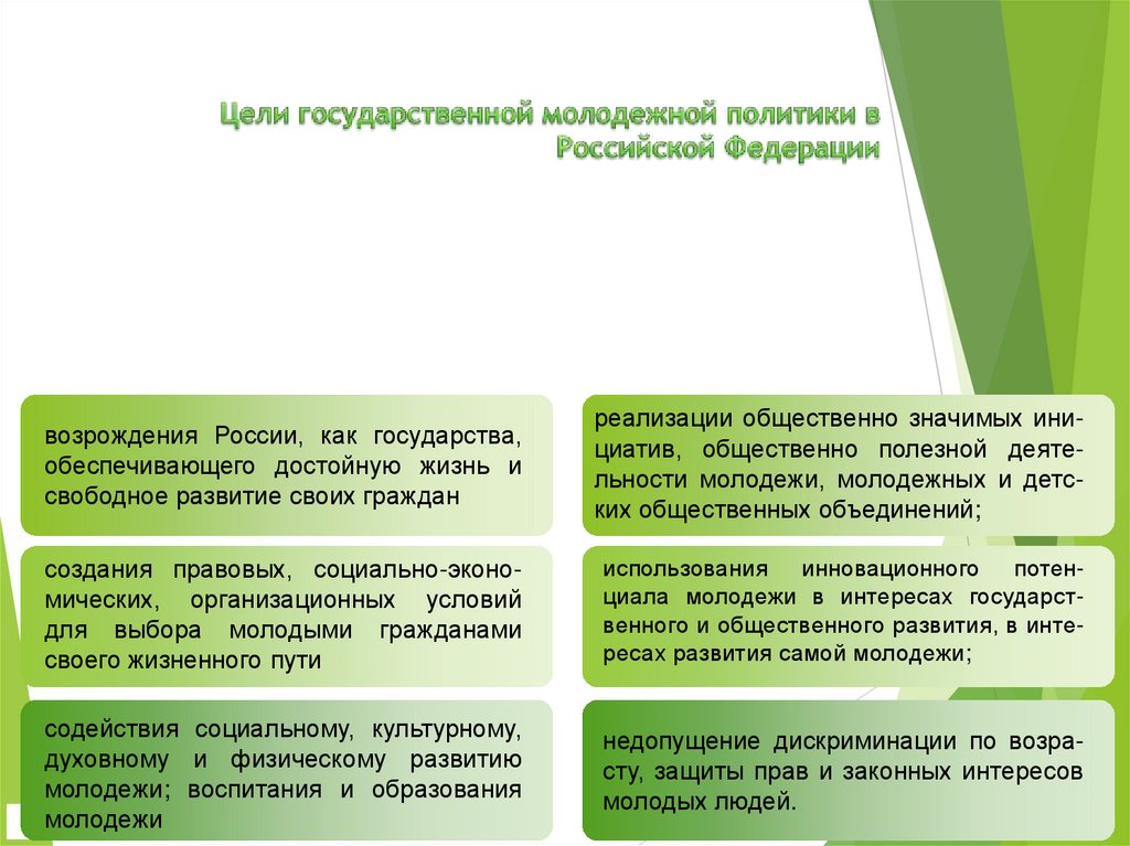 Цели государственной молодежной политики в Российской Федерации