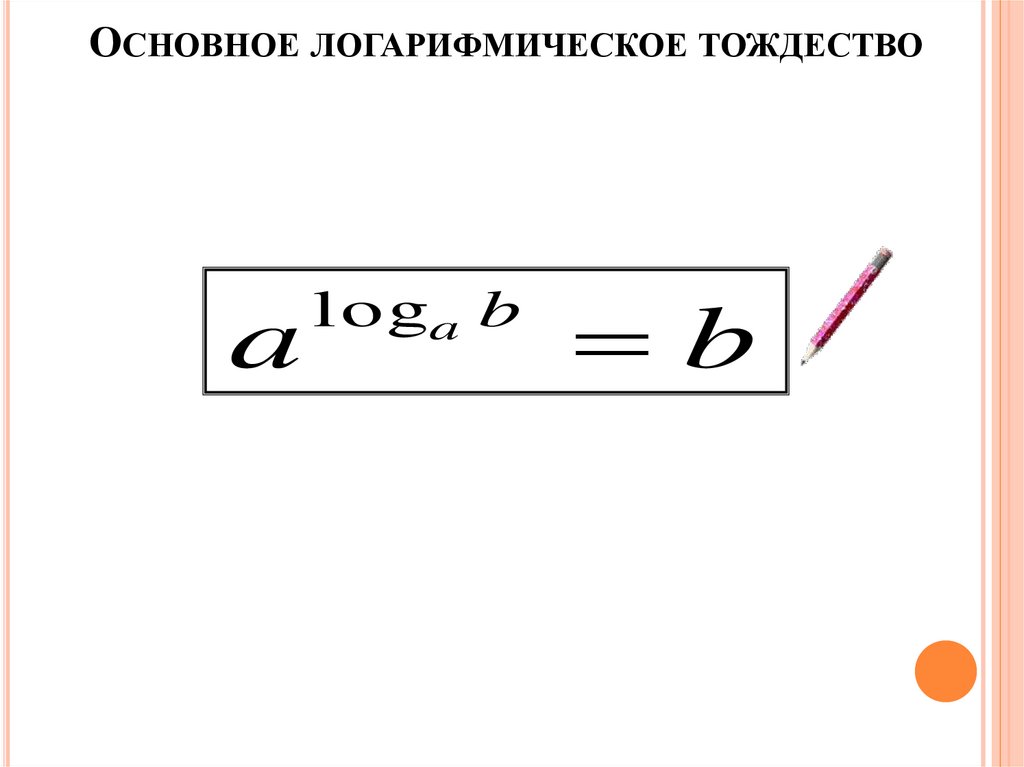 Основное логарифмическое тождество