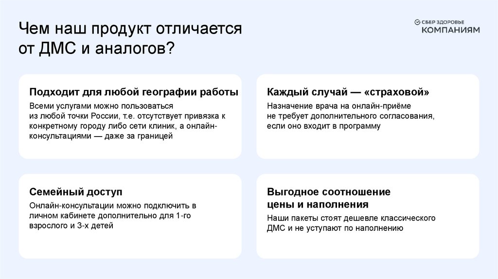 Чем наш продукт отличается от ДМС и аналогов?