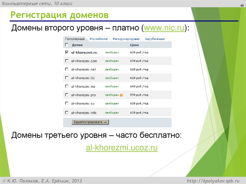 Регистрация доменов