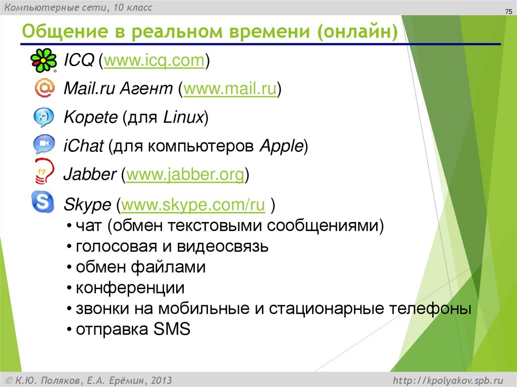 Общение в реальном времени (онлайн)