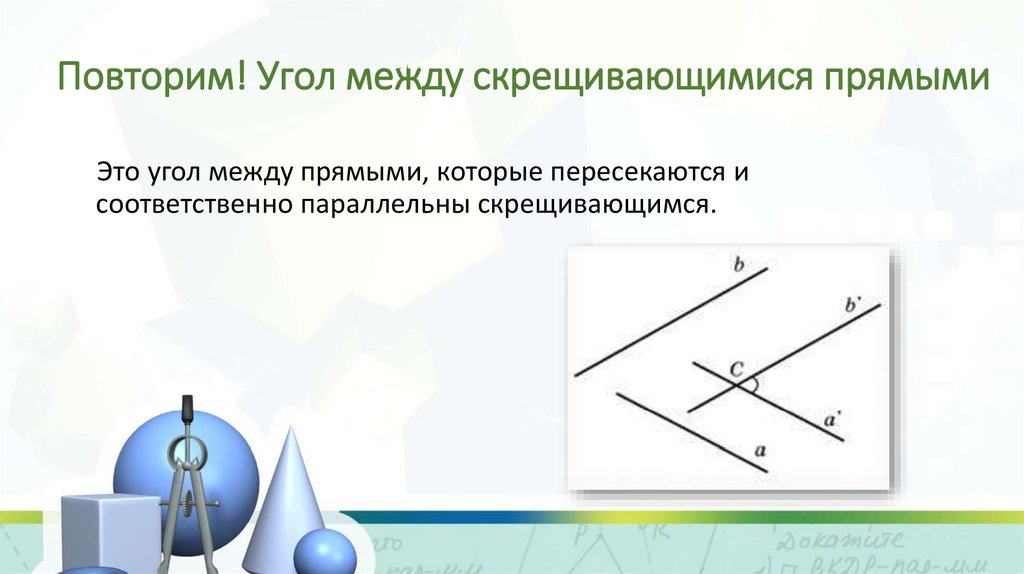 Повторим! Угол между скрещивающимися прямыми