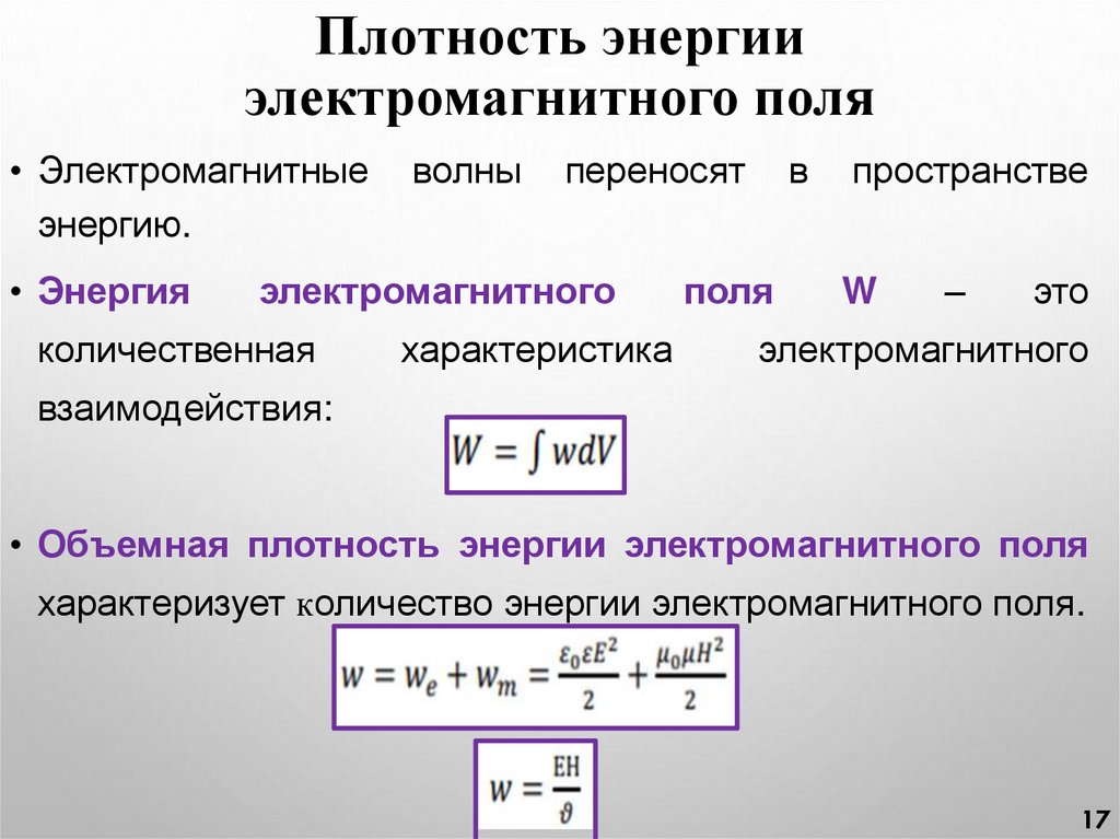 Плотность энергии электромагнитного поля