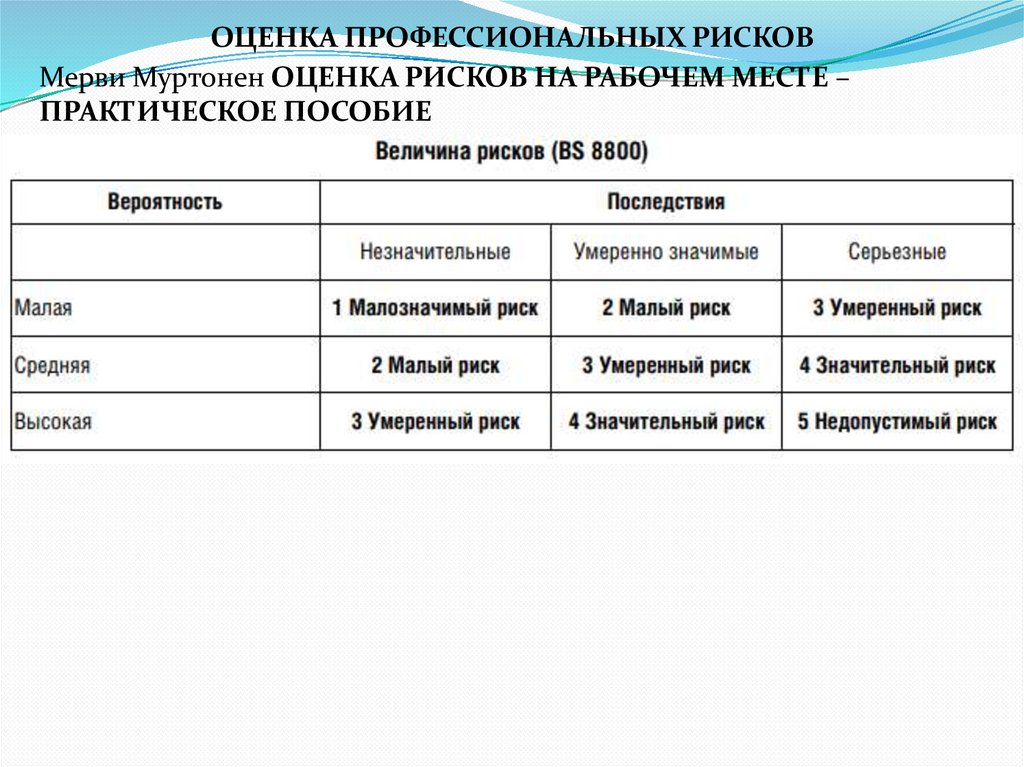 ОЦЕНКА ПРОФЕССИОНАЛЬНЫХ РИСКОВ