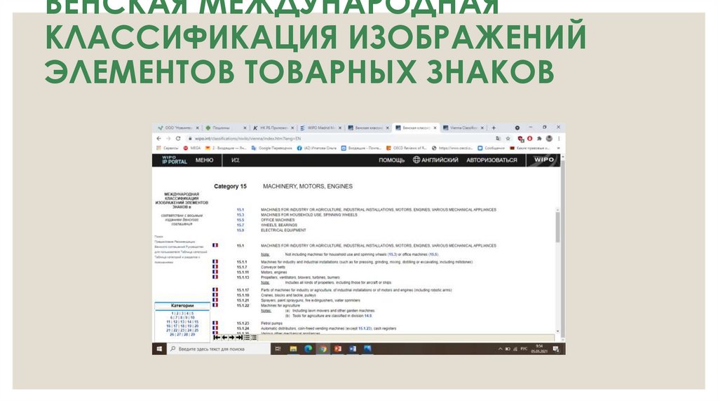 ВЕНСКАЯ МЕЖДУНАРОДНАЯ КЛАССИФИКАЦИЯ ИЗОБРАЖЕНИЙ ЭЛЕМЕНТОВ ТОВАРНЫХ ЗНАКОВ