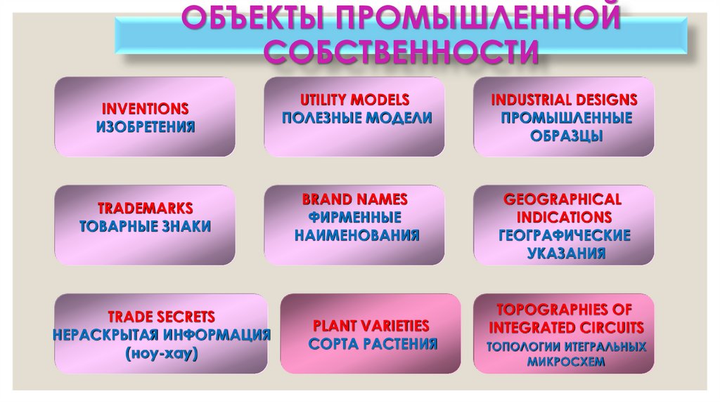 ОБЪЕКТЫ ПРОМЫШЛЕННОЙ СОБСТВЕННОСТИ