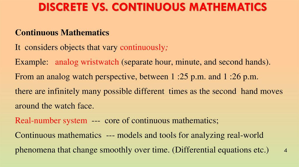 Discrete vs. Continuous Mathematics