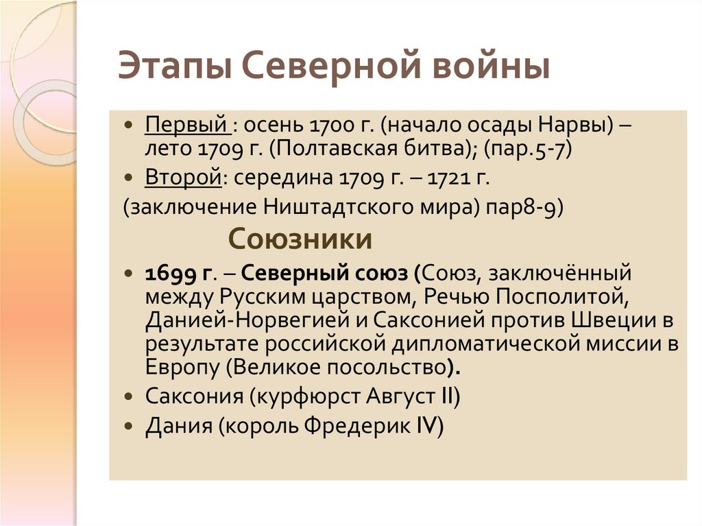 Этапы Северной войны